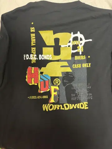 HUF 롱 슬리브 티셔츠 M 사이즈 블랙