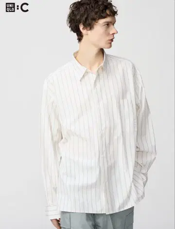 UNIQLO C 브로드 오버 사이즈 셔츠 스트라이프 S 새상품 유니클로