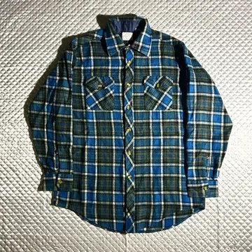 70s VINTAGE USA Sears 울 플란넬 셔츠 KOREA제 파랑