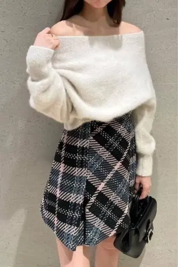 snidel 로빙 체크 미니 스커트