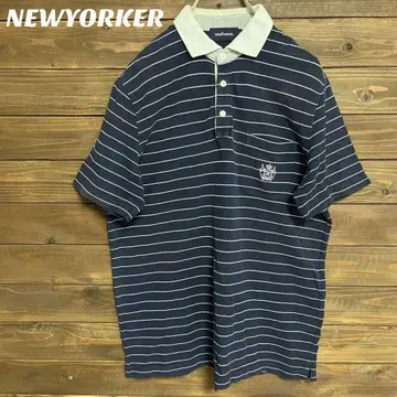 [ 뉴요커 ] NEWYORKER 네이비 스트라이프 피케 셔츠 L