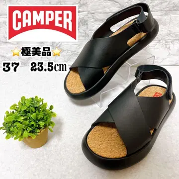 컨디션 최상 캠퍼 CAMPER 샌들 코르크 가죽 블랙 23.5cm