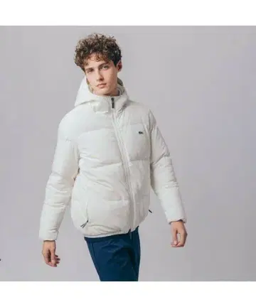 [당일 발송] Lacoste 라코스테 후드 부착 화이트 다운 자켓