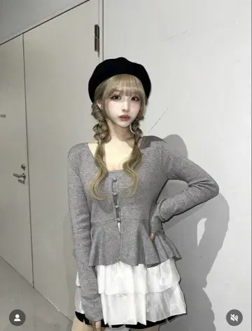 royalparty 도킹 페플럼 니트 앙상블