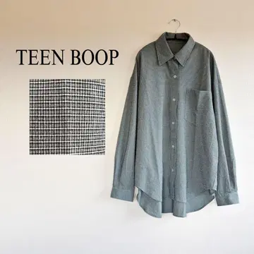 틴 부프 스트레치 체크 셔츠 긴팔 셔츠 TEEN BOOP 그린