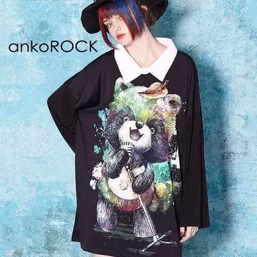 ankoROCK 보컬 너구리 셔츠 옷깃 티셔츠