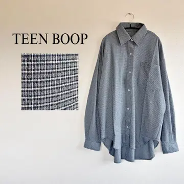 틴 부프 체크 셔츠 스트레치 긴팔 셔츠 TEEN BOOP 파랑