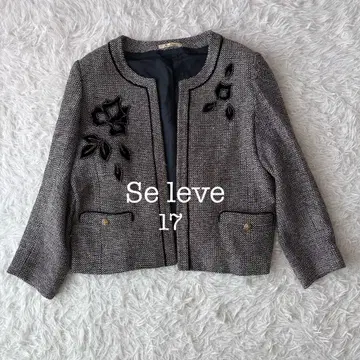 셀리브 노카라 자켓 블랙 17호 꽃무늬 자수 레트로 고급