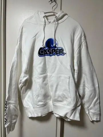 X-Girl CASPER 로고 후드티 화이트