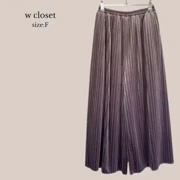 더블 클로젯 w closet 와이드 플리츠 팬츠 벨로아 원단 루즈핏