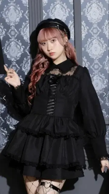 NOEMIE 양산형 지뢰 블랙 프릴 셋업