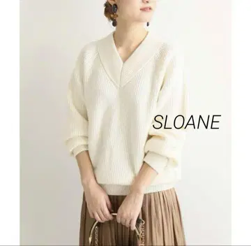 SLOANE 스로니 V넥 하찌 니트 아이보리