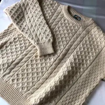 아일랜드제 손뜨개질 피셔맨 니트 XXL 빅 사이즈 아이보리