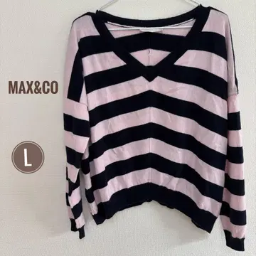 컨디션 최상 [ MAX&CO ] 캐시미어 100% 보더 니트 V넥 L