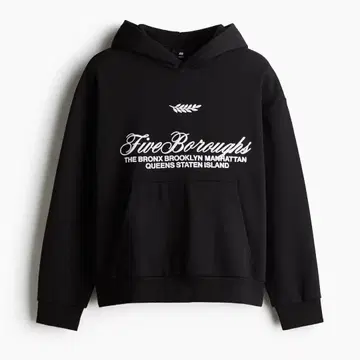H&M 루즈핏 프린트 맨투맨 후드티
