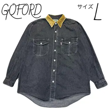 지큐포드 GQFORD 데님 긴팔 셔츠 사이즈 L 옷깃 코듀로이