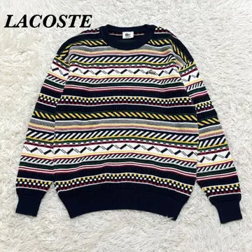 [ 새상품급 ] LACOSTE 3 긴팔 니트 스웨터 보더 올 패턴 네이비