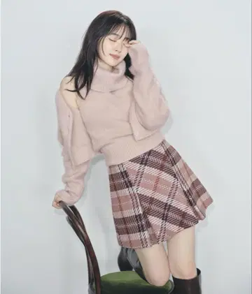 SNIDEL 로빙 체크 미니 스커트 핑크 2