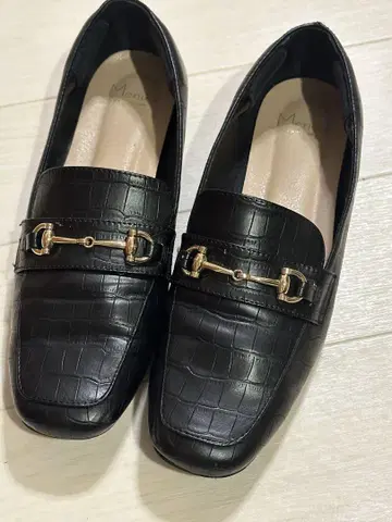 Menue 로퍼 악어 무늬 플랫슈즈 신발 블랙 여성용