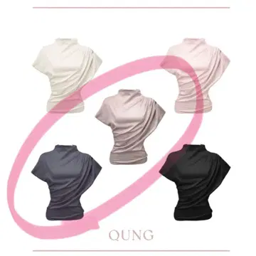 한국 QUNG 드레이프 여성 프렌치 슬리브 top