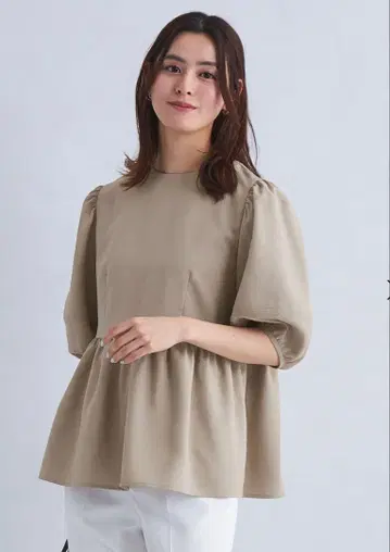 린넨라이크 페플럼 블라우스