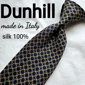 새상품급 dunhill 넥타이 네이비 골드 실크100% 이탈리아제