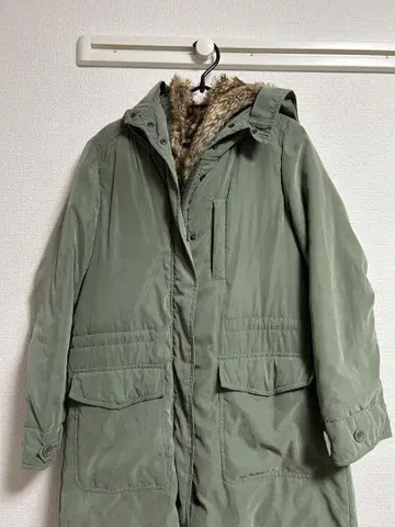 올리브 그린 카키 모즈 코트 퍼 탈부착 가능 보아
