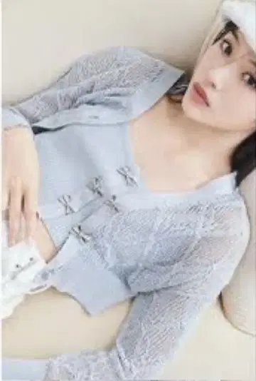 snidel 리본 비쥬 버튼 뷔스티에 가디건