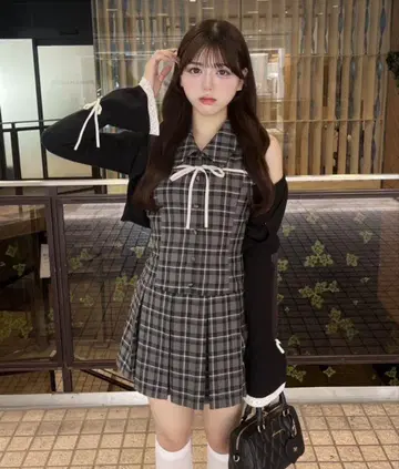 YUI 기획 슬리브리스 셔츠 미니 원피스