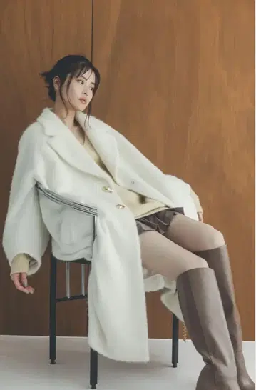 SNIDEL 샤기 롱 코트