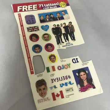 1D, Selena, Justin 타투/네일 씰
