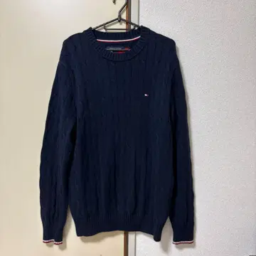 TOMMY HILFIGER 남성용 긴팔 네이비 니트 스웨터