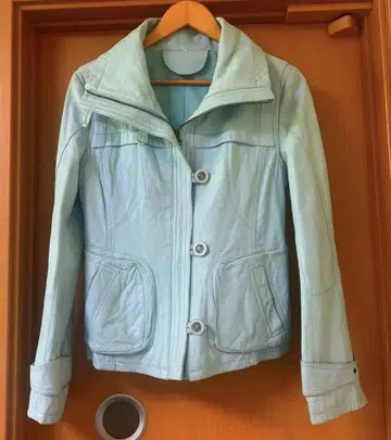 양가죽 라이트 블루 가죽 자켓 벨트 포함