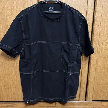 ZARA 블랙 포켓 부착 T셔츠 M