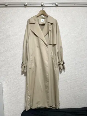 [Ameri/아메리빈티지] 백 플리츠 트렌치코트 롱 코트