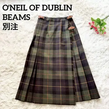 새상품급 오닐 오브 더블린 BEAMS 별주 퀼트 스커트 플리츠 체크