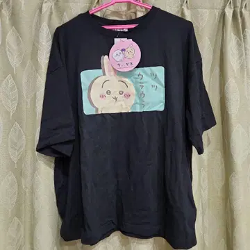 치이카와 (먼작귀) 토끼 츠츠우라우라 티셔츠 블랙 3L 사이즈