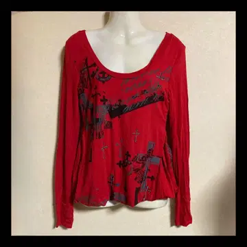 미착용 GHOST OF HARLEM 등 트임 롱 T셔츠 빨간색