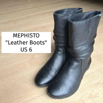 MEPHISTO 사이드 지퍼 가죽 부츠 주름 가죽
