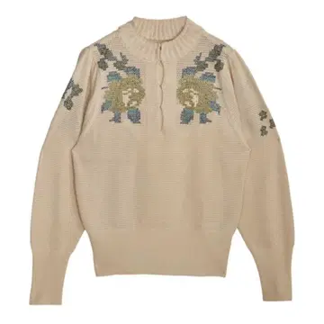 Ameri CROSS STITCH MESH KNIT TOP 베이지