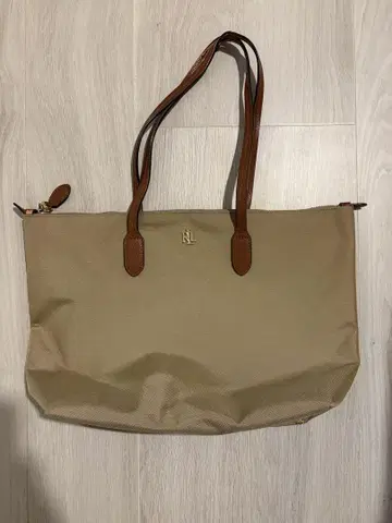 [ 랄프 로렌 ] 베이지 나일론 토트백 R.L.