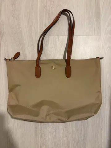 [ 랄프 로렌 ] 베이지 나일론 토트백 R.L.