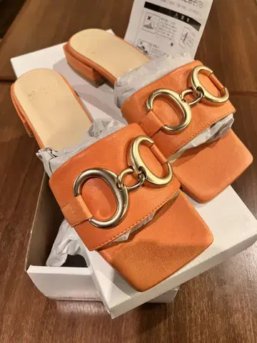 BARI 스퀘어 샌들 오렌지 38 [ 24.0cm~24.5cm 상당 ]