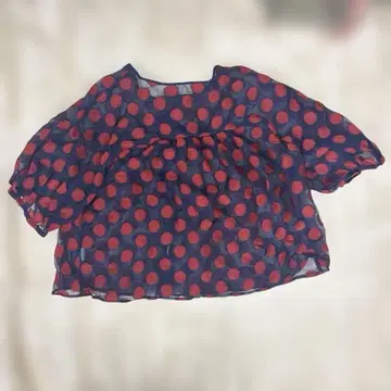 도트 무늬 시스루 블라우스