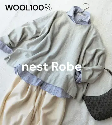 네스트로브 울 보트넥 니트 풀오버 그레이