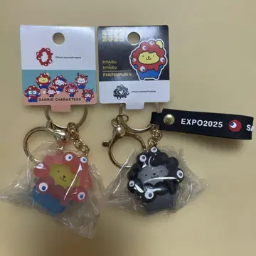 폼폼푸딩 블랙&클리어 마스코트 키링 2개 세트 간사이 오사카 만박