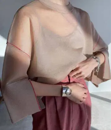 CLANE SEE-THROUGH LINE KNIT TOPS