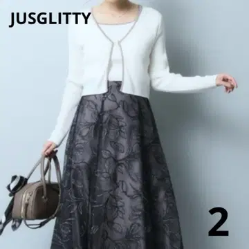 새상품급 JUSGLITTY 포인트 가디건 앙상블 가디건 펄