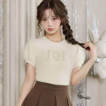 Darich 팬시 비즈 DD 로고 니트탑 IVO 아이보리