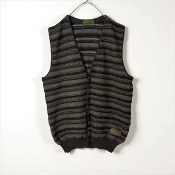 GENTLEMAN FARMER 3D 니트 베스트 보더 무늬 울 L